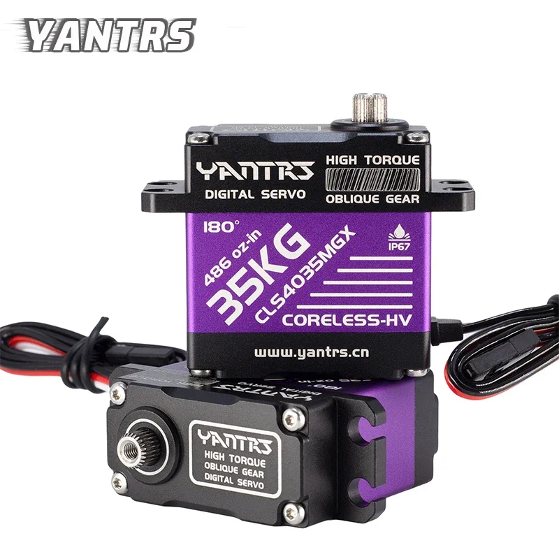

YANTRS 35 кг сервопривод с полым сердечником, цельнометаллические диагональные зубы, высокий крутящий момент, высокая скорость, 8,4 В, высокое напряжение, IP67, водонепроницаемый сервопривод