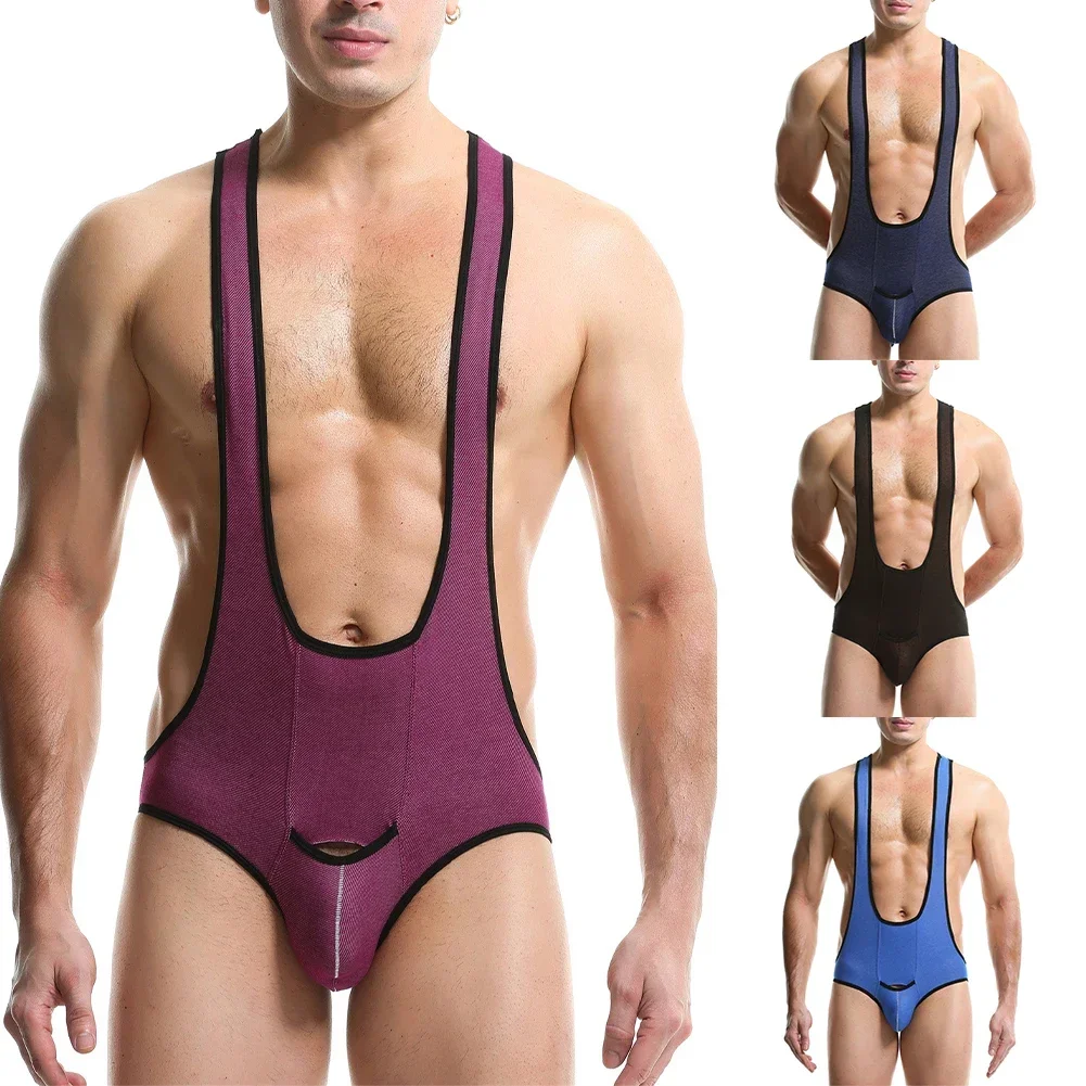 Men Sexy Sissy Lingerie See Through Singlet Bodysuit Backless Jumpsuit Leotard Underwear Gays Halterneck Romper