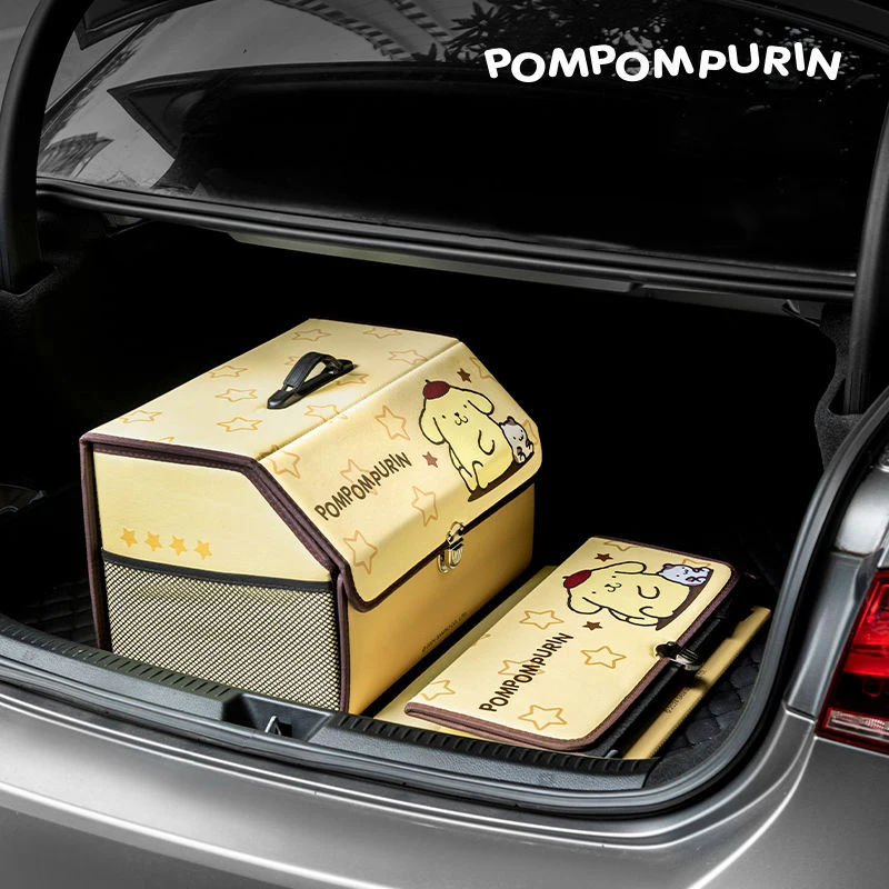 Kawaii Pompom Purins Kuromi Cartoon Car Trunk Storage Box Outdoor Camping Large Capacity Vehicle Mounted Storage Storage Box