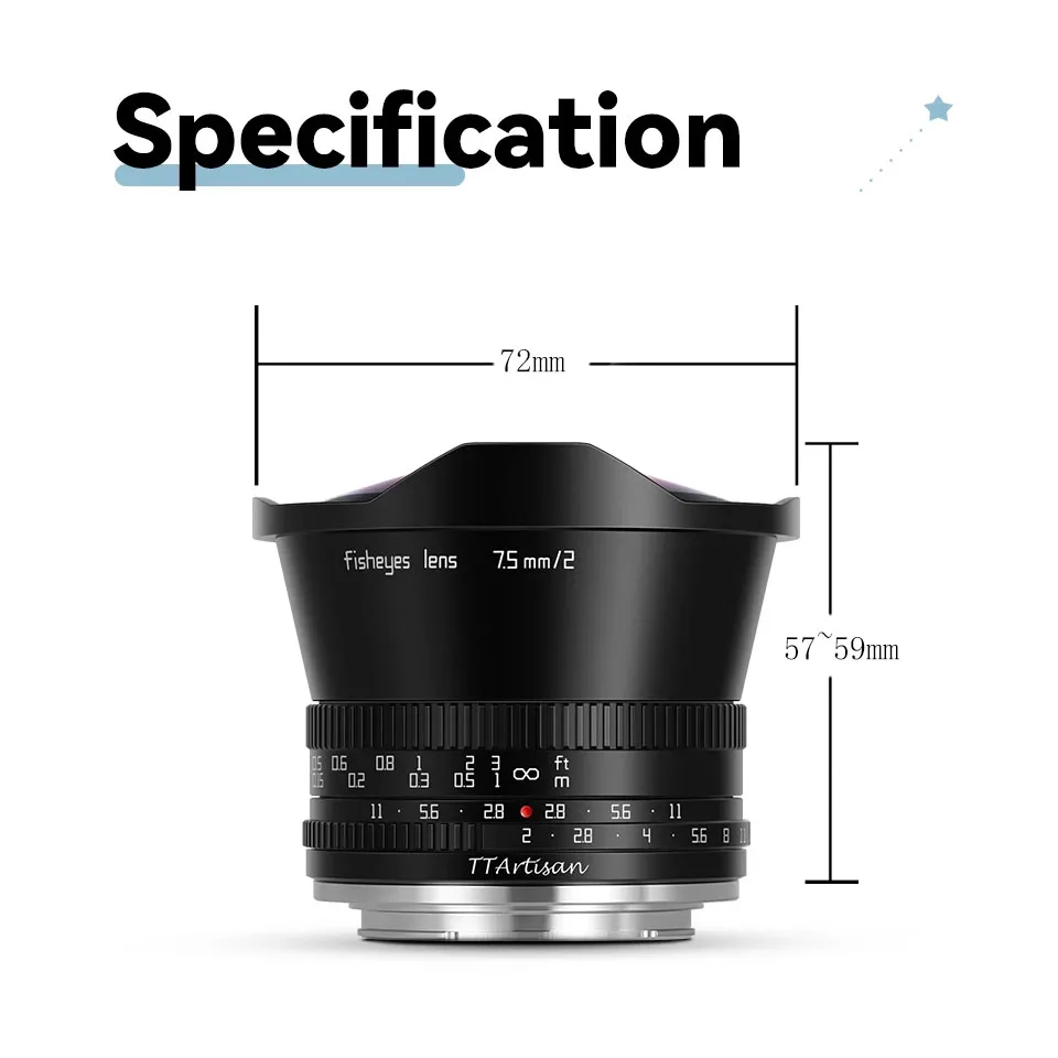 TTAartisan APS-C 7.5 مللي متر F2 عدسة عين السمكة دليل التركيز عدسة الكاميرا ل فوجي X سوني E كانون RF نيكون Z L M4/3 جبل كاميرات #6
