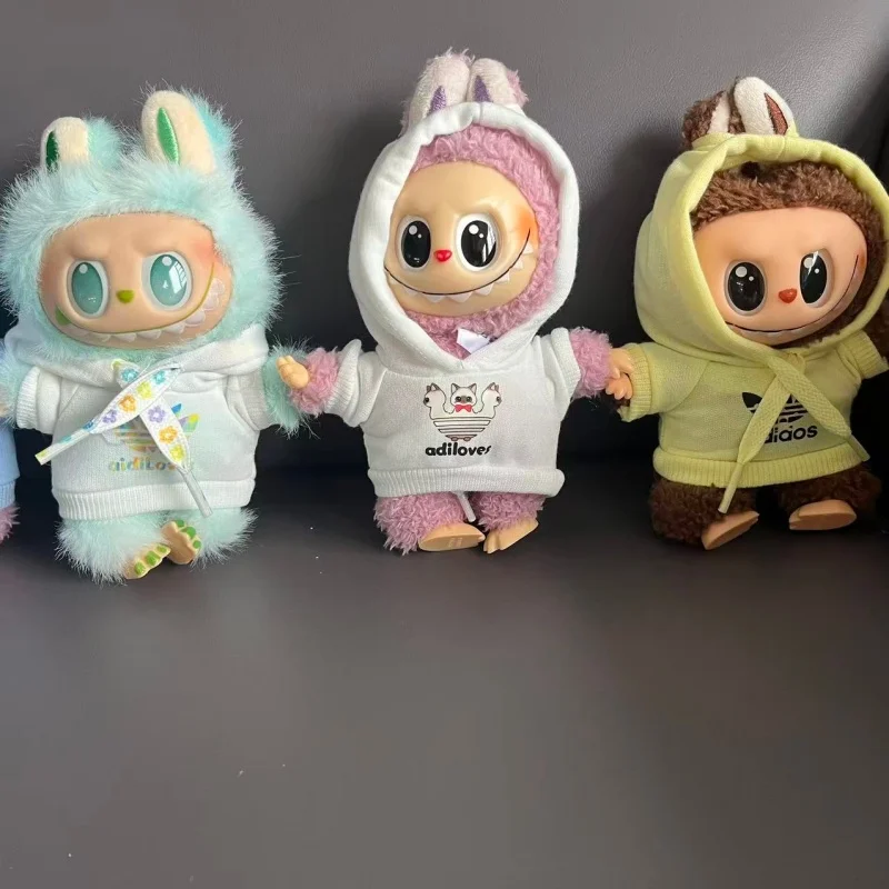 Pour Labubu vêtements poupée V1 V2 V3 tenues noir blanc à capuche avec short à revers chaussure diverses couleurs poupée bricolage accessoires Options