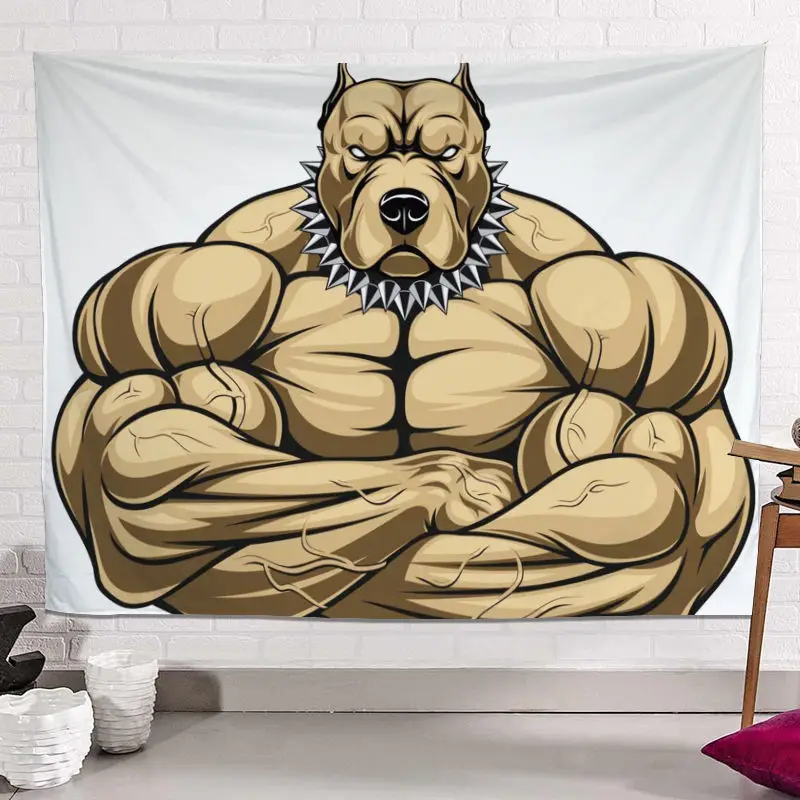 

Funny Muscle Dog Wall Tapestry Fitness Dog Tapestry Aesthetic Sofa Bed Dorm Wall Hanging Bedroom Decoration Home Decor 200x150