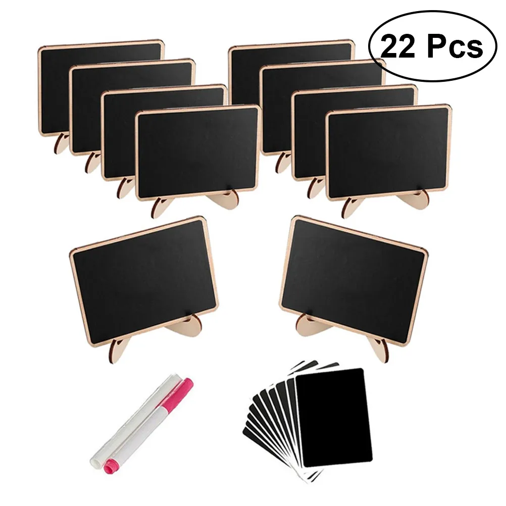 10Pcs Mini Wooden Blackboard Signs with Stand Holder Wipeable Reusable Chalkboard Tags for Wedding Table Numbers Party Home