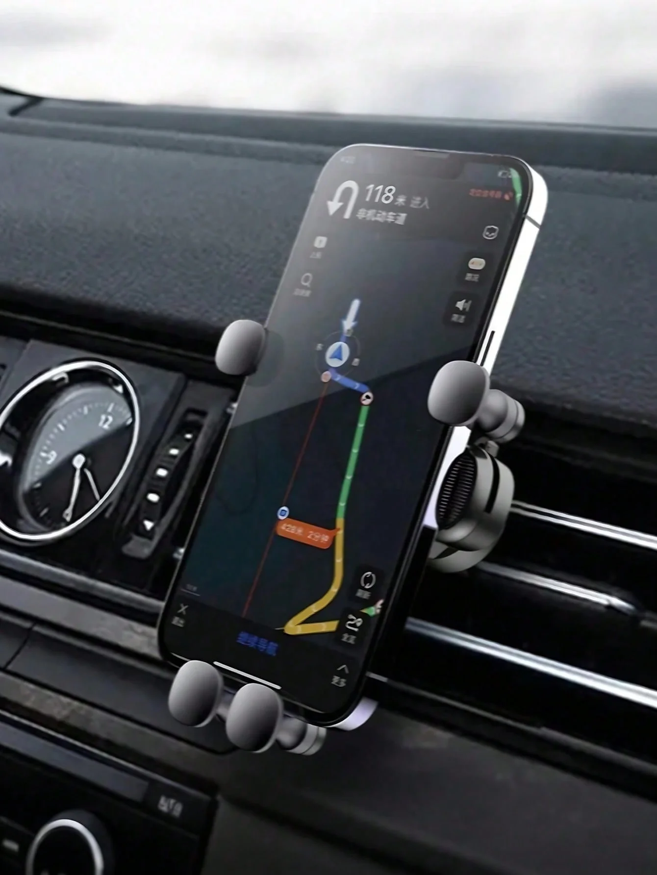 حامل هاتف السيارة الجديد لفتحات الهواء - مشبك مضاد للانزلاق مكون من 4 نقاط + مثبت شفرة المروحة، تصميم مدمج وغير حجب، إمالة