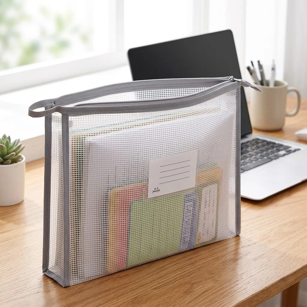 Pvc File Pouch Waterproof Double Layer File Bag A4 File Bag Large Capacity Zipper Document Bag For Exam Material Storage School