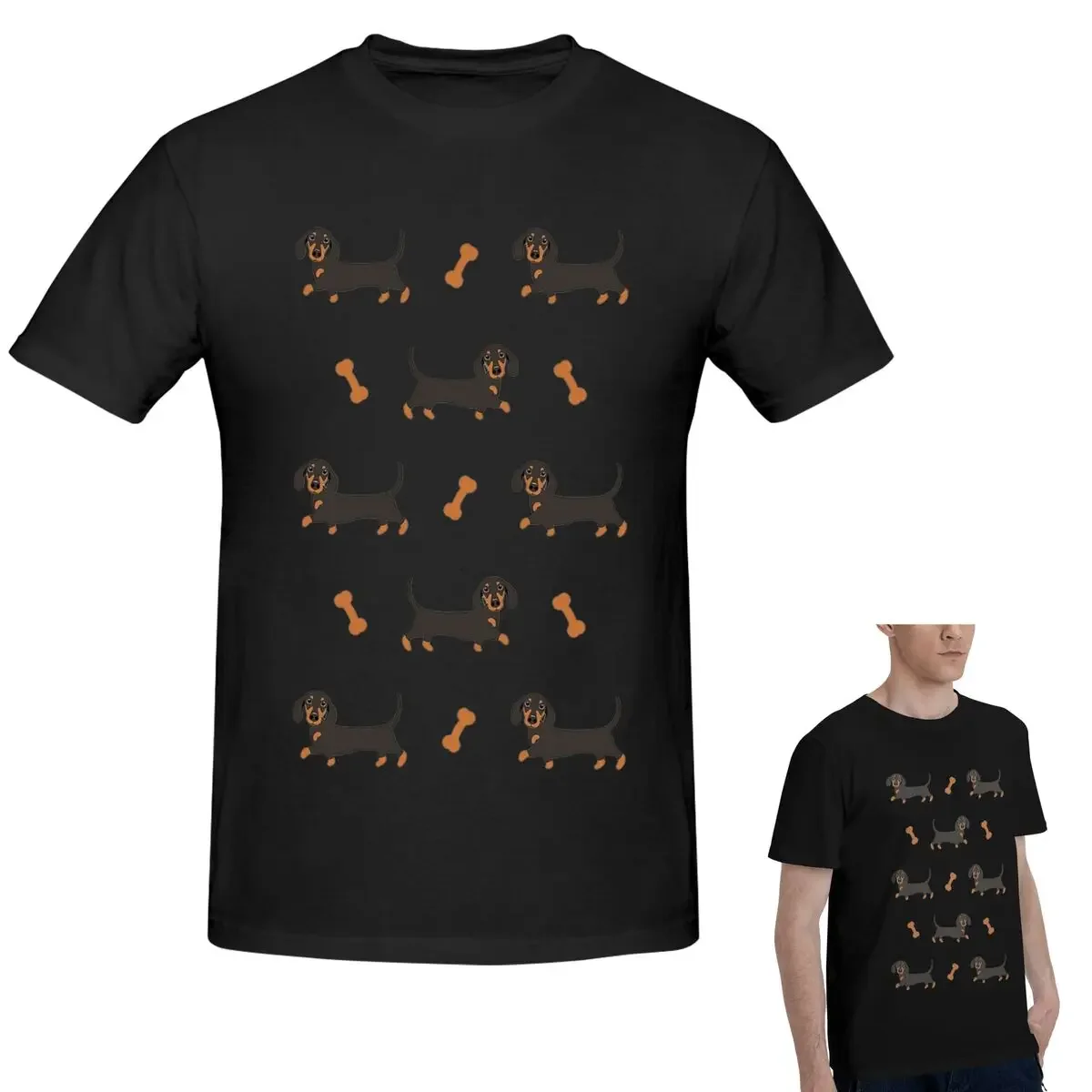 

100% Cotton Black And Tan Dachshund Sausage Dog T-Shirt Men's Classic Oversized T Shirt Men Crew Neck Summer Shirts Tops S-6XL