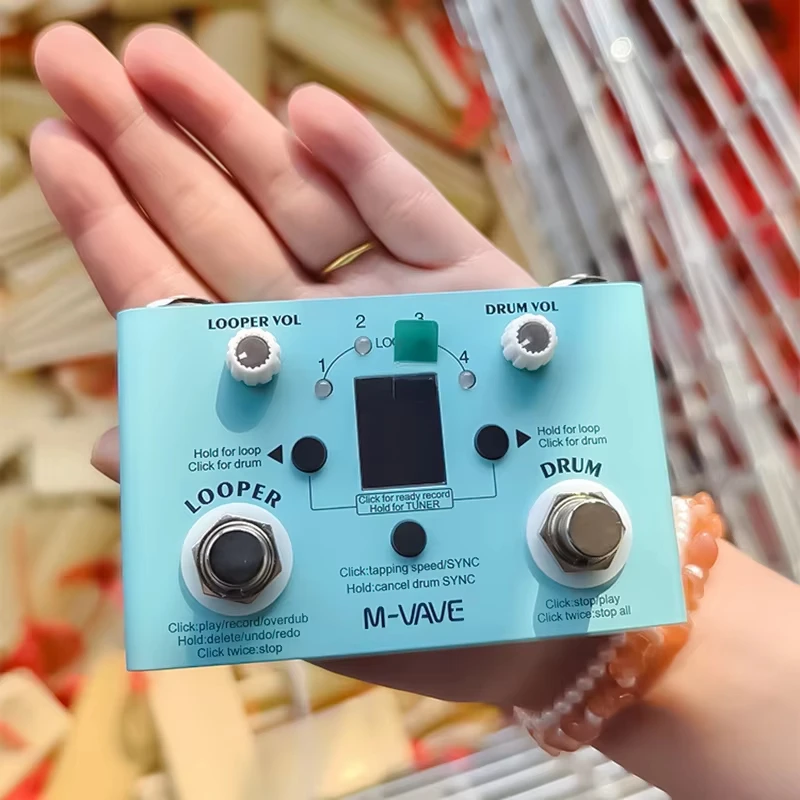 

Педаль-лоупер M-VAVE Lost Tempo Drum Machines, 11 минут записи, 30 барабанных пресетов и высокоточный тюнер для гитарных эффектов