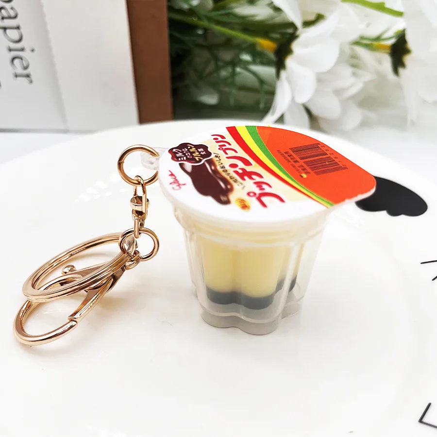 Play Pudding Jell-o keychain miniature icash yogurt pudding ice cream pendant soft kneading ornaments For Boy Girl birthday gift