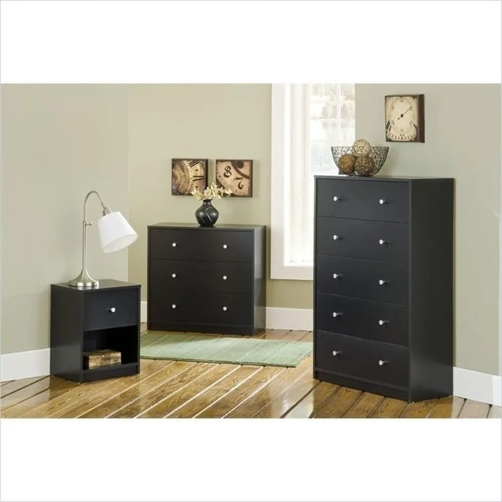 Black Pemberly Row 2-Piece Bedroom Furniture Set: Nightstand and Dresser