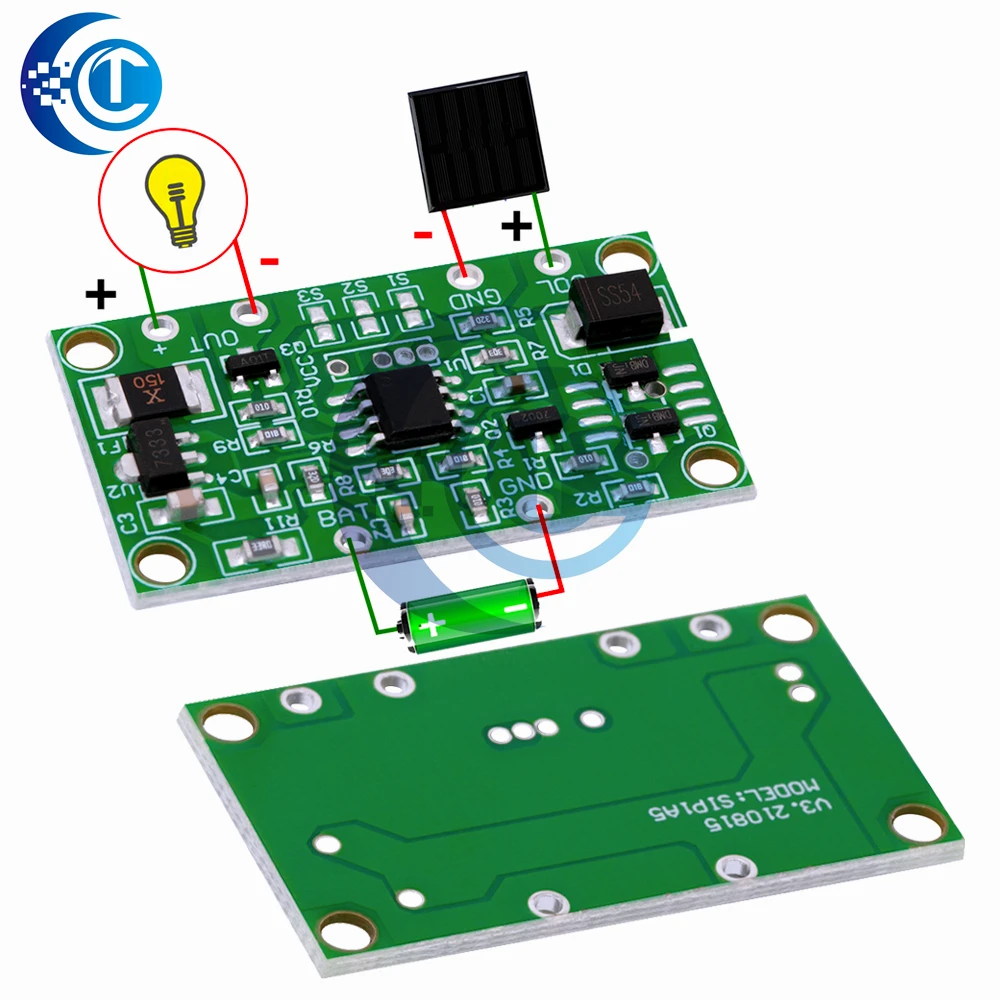 태양광 잔디등 PCBA 컨트롤러 (3.7V/6V/12V 1A): 지면 매립등 및 태양광 잔디등 전용 회로 기판