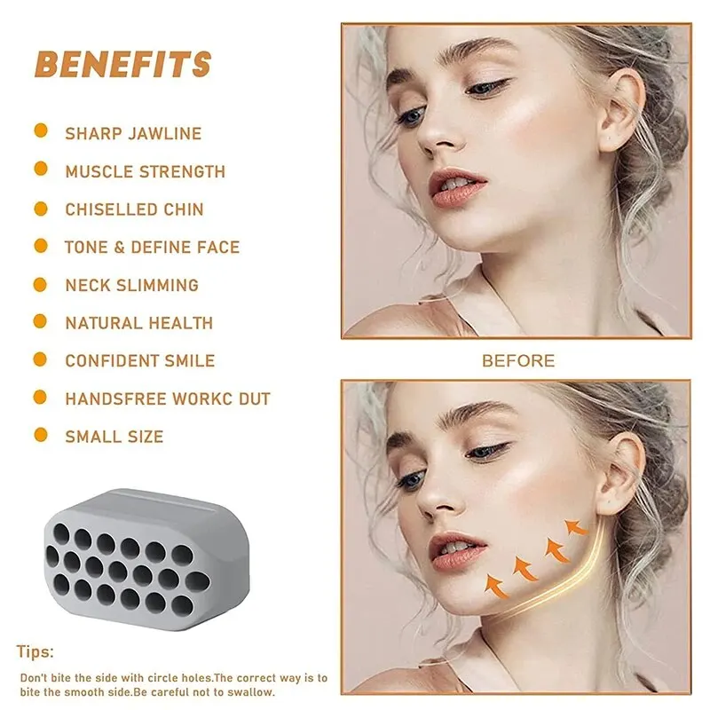 2PCS 실리콘 턱 운동기 페이셜 토너 & Jawline 피트니스 볼 넥 토닝 장비 얼굴 미용 도구 이중 턱 운동기 사용 예시