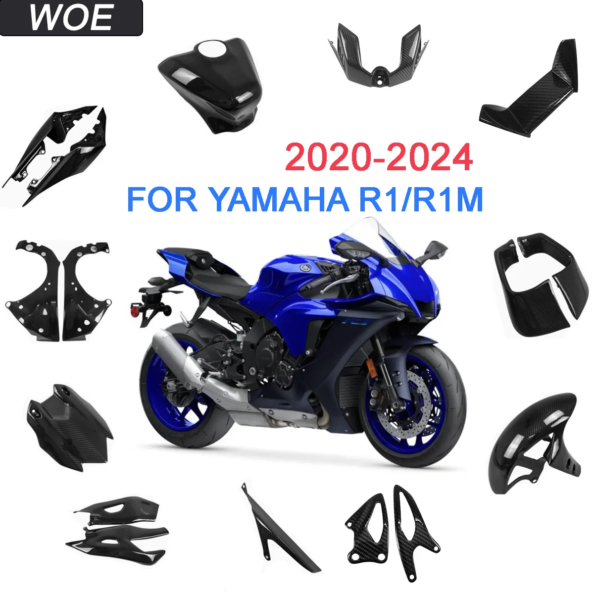 

3K 100% Dry Carbon Fiber Motorcycle Front Upper Fairing Nose Headlight Panel Cowling for YAMAHA R1 R1M 2020 2021 2022 2023 2024