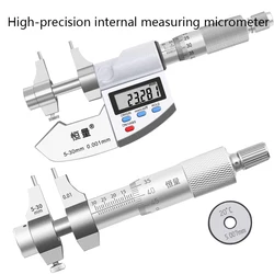 Stainless Steel Two-Point Inner Diameter Micrometer Internal Measuring Micrometer 5-30/25-50-75-100mm0.01N inner Diameter Ruler