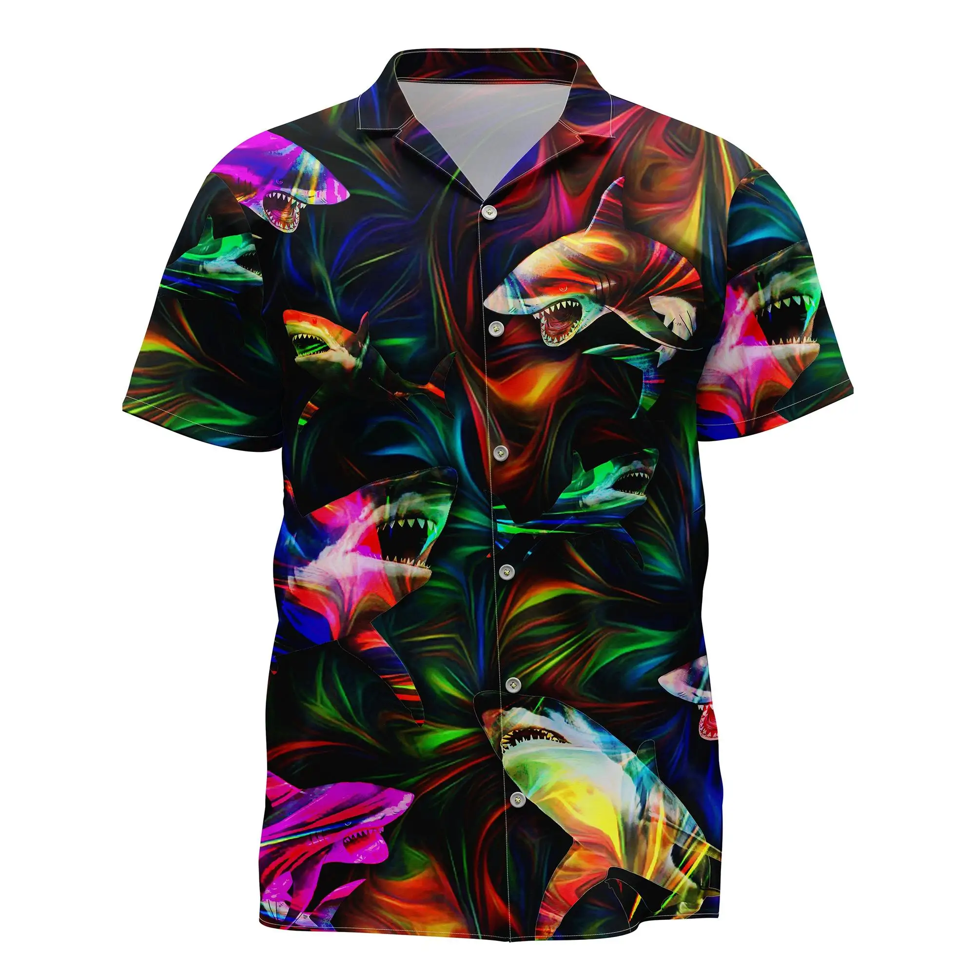 Jumeast Ocean Animals Men Hawaiian Shirt Shark 3D Printed Aloha Shirts Unisex Baggy Streetwear Beach Man Clothing Hippe Tops Tee