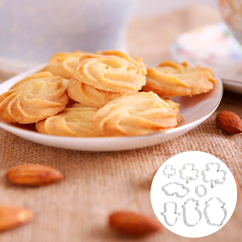 8 Uds trébol de cuatro hojas molde para galletas arcoíris Día de San Patricio hornear acero inoxidable fácil de limpiar hogar profesional