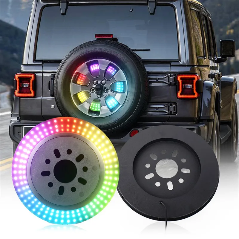 

Full Ring RGB Spare Tire Light for Jeep Wrangler, Color Changing Brake Lamp with LED Circle Decor