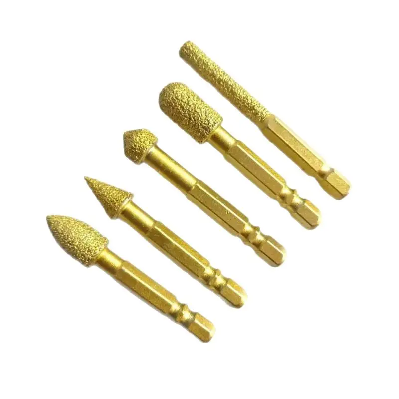 [T] 3/6pcs Diamond Grinding Head Tile Rotary File Polishing Head For Iron Ceramic Tile Fits Drill