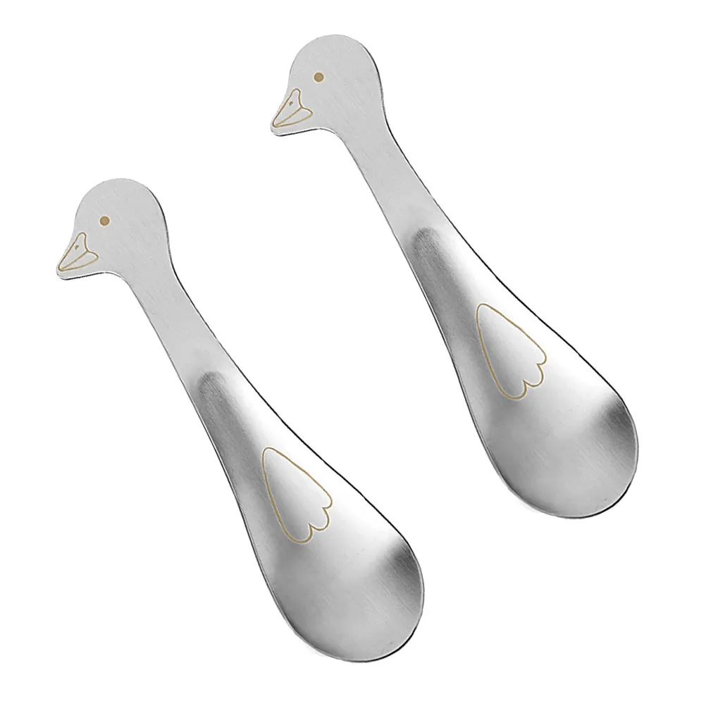 

2Pcs Stainless Steel Kids Spoon Cartoon Duck Pattern Ice Cream Scoop Stirring Spoon Creative Children Tableware Home