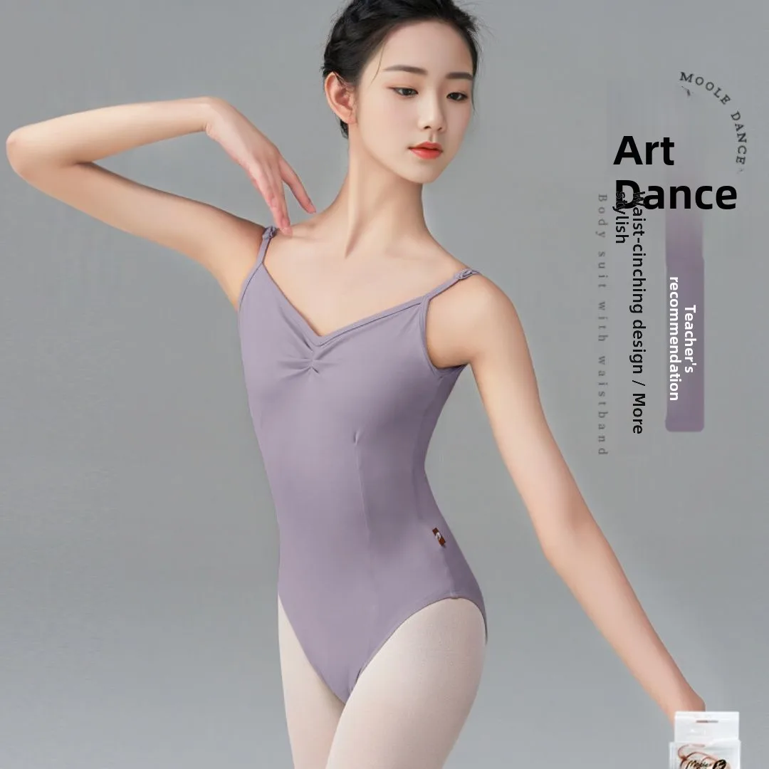 Ballet Practice Suit Adult Leotard Gymnastics Uniform with Chest Pad Strap Body Shape Art Exam Dance Suit  Ensemble