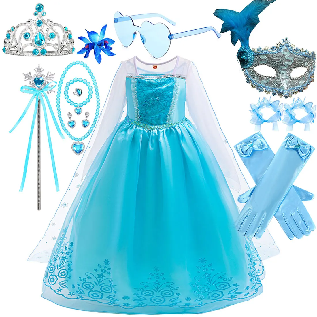 

Disney New Elsa Dress for Girls 3-10 Yrs Halloween Carnival Easter Party Girl Cosplay Princess Elsa Dress + Accessories Set
