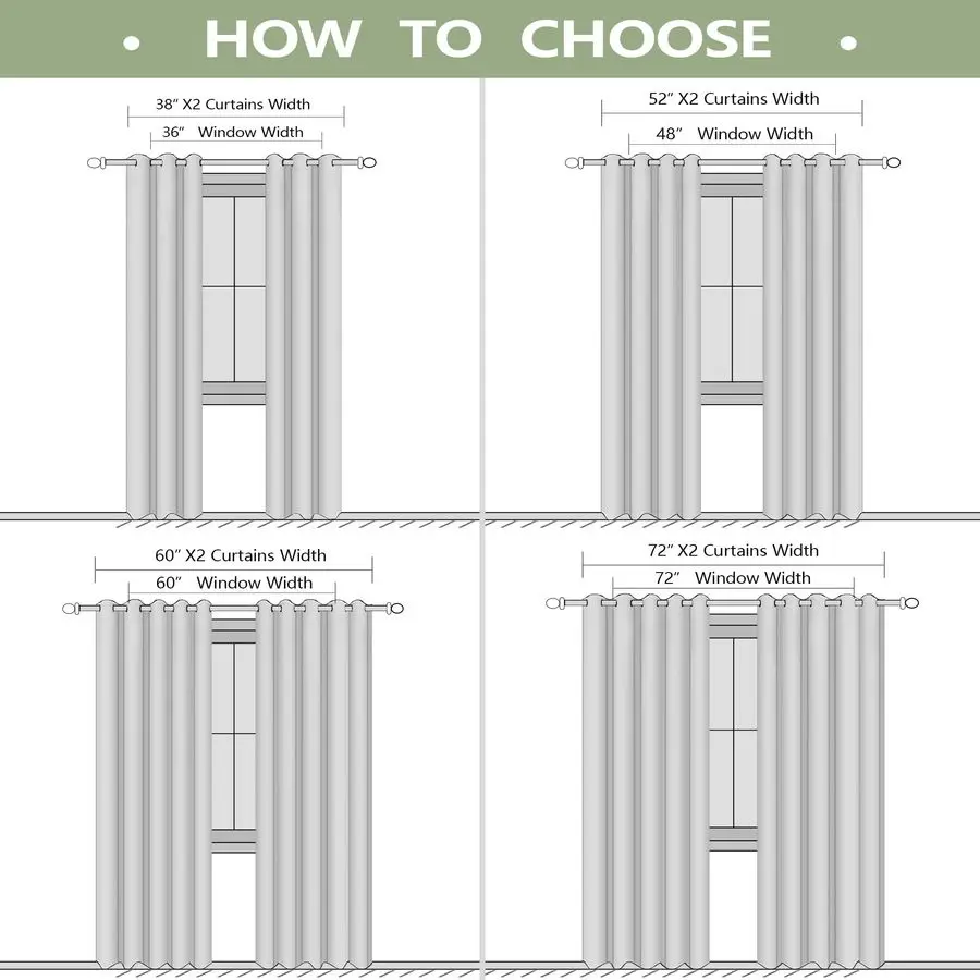 ผ้าม่านขนาด 72 นิ้ว กว้างพิเศษ สำหรับประตูบานเลื่อนกระจกในห้องนอน แบบ 2 ชิ้น พร้อมห่วงตาไก่ ป้องกันแสง สำหรับหน้าต่างขนาดใหญ่ สีดำ