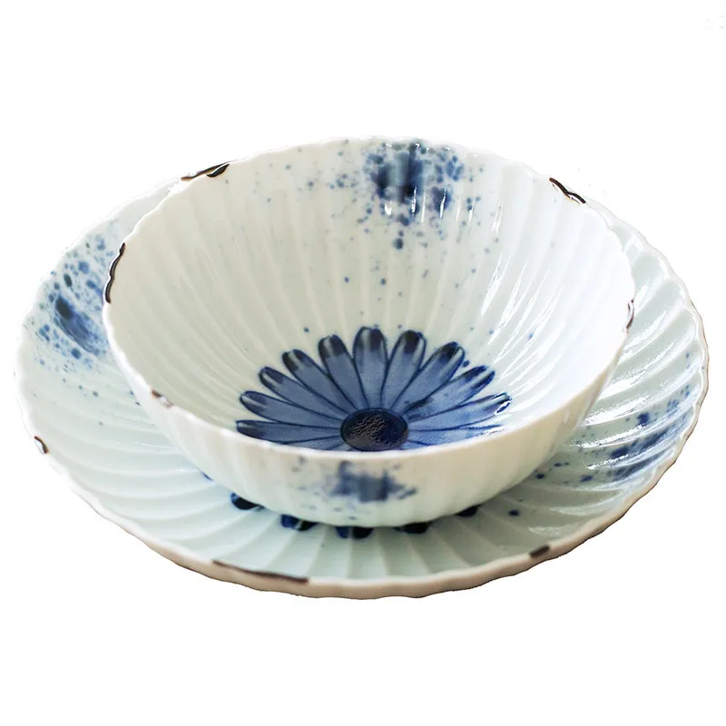 

DSA household blue and white plates, ink blowing, hand-painted small bowls, dim sum dishes, dishes, dishes, tableware, household