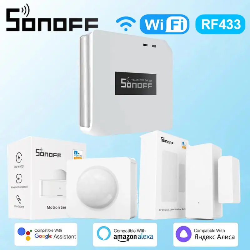 SONOFF RF Bridge 433Mhz Wifi Wireless Signal Converter Home Security Support DW2-RF PIR3-RF Sensor Via EWeLink Alexa Google Home