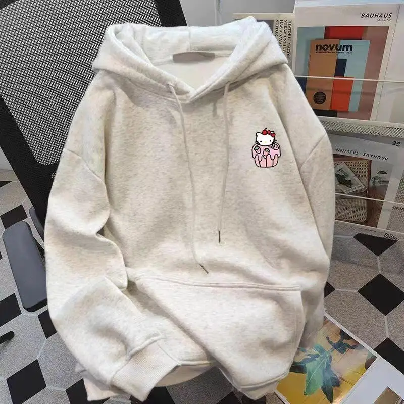 Y2K レディース スウェットシャツ かわいい キティ猫柄 パーカー レディース 韓国風 秋冬新作 暖かい ゆったりトップス
