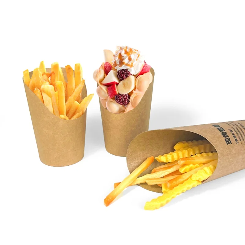 Customized productCustomized disposable take away paper french fries cup snack box container