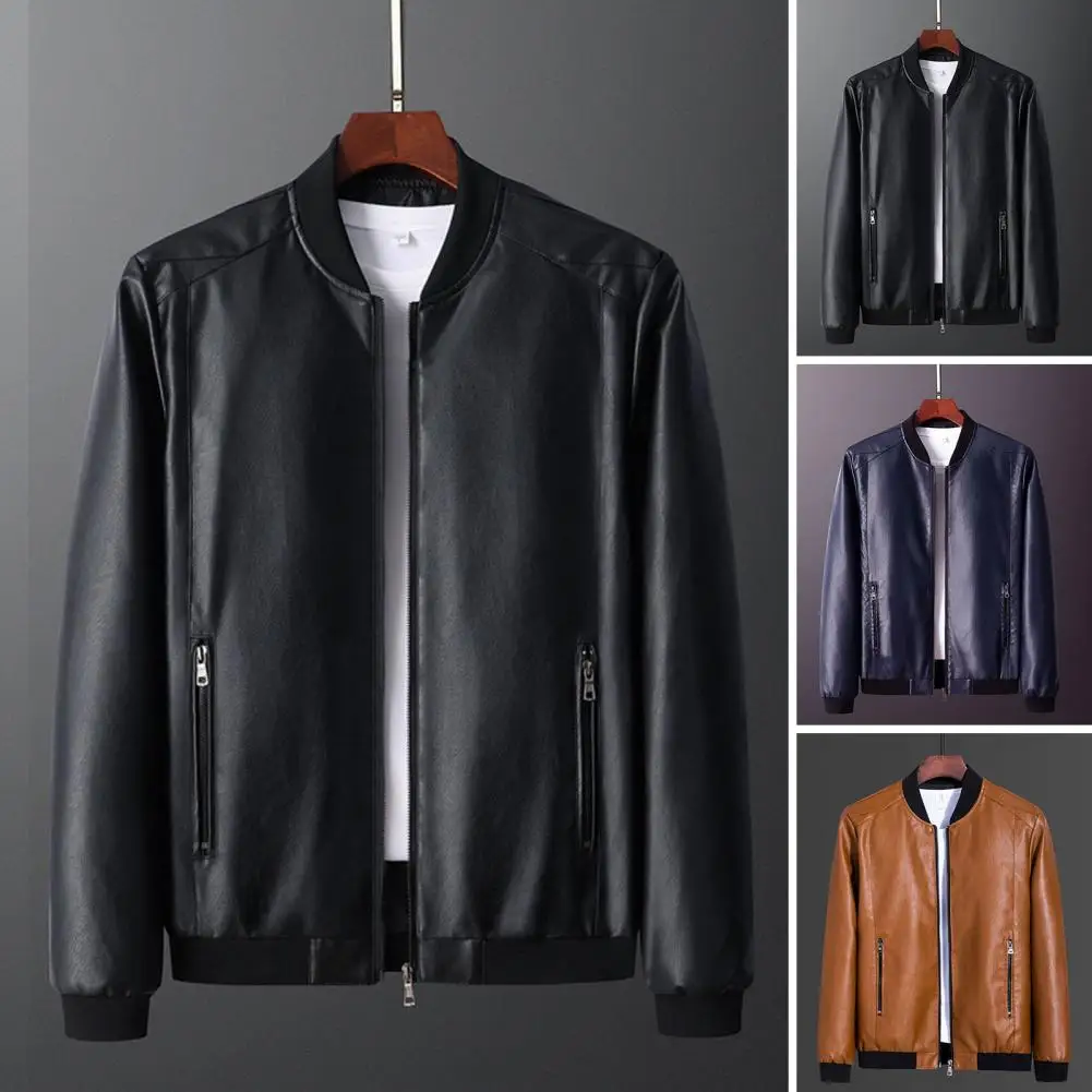 New Bomber Jacket Motorcycle Faux Leather Jacket for Men Style Biker Jackets Slim spring Coat Men 2023 Spring Autumn