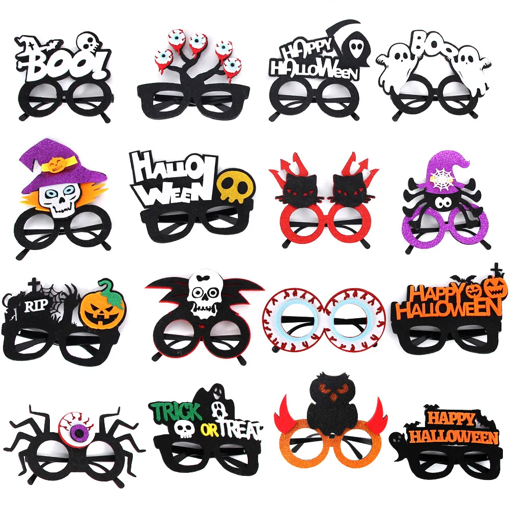 Happy Halloween Acrylic Glasses Ghost Cat Cartoon Glasses For Kids Diy Cosplay Pumpkin Spider Bat Cosplay Eyeglass Props Decor