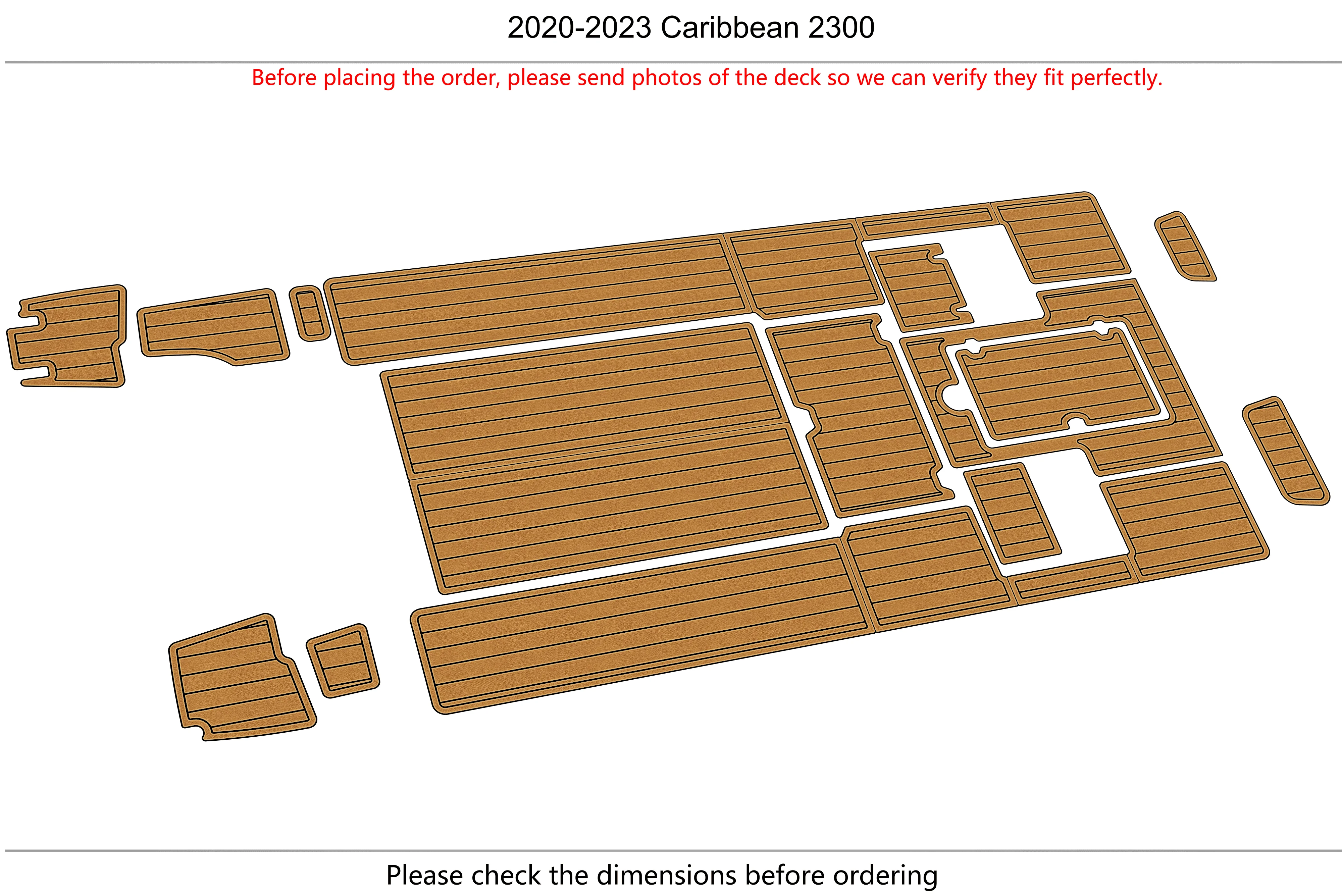 Marine Faux Teak EVA Non-Slip Mat 2020-2023 Caribbean 2300 Self-Adhesive 1/4