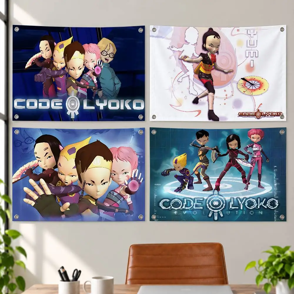 Animated Series Code Lyoko Aesthetic Wall Tapestry Flag Printed Wall Hanging Living Room Party Outdoor Decor