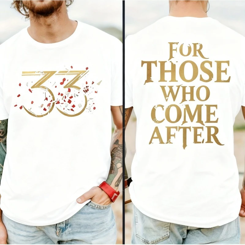 تي شيرت ألعاب Claire Obscur Expedition 33 إصدار محدود باللون الأسود الذهبي رقم 33 مطبوع من الأمام والخلف للجنسين إصدار جامعي