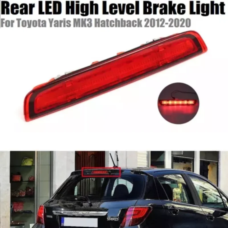 1 قطعة سيارة الخلفية عالية المستوى ضوء الفرامل لتويوتا يارس MK3 LED الأحمر الفرامل تحذير مصباح إشارة ملحقات السيارة واضحة #2