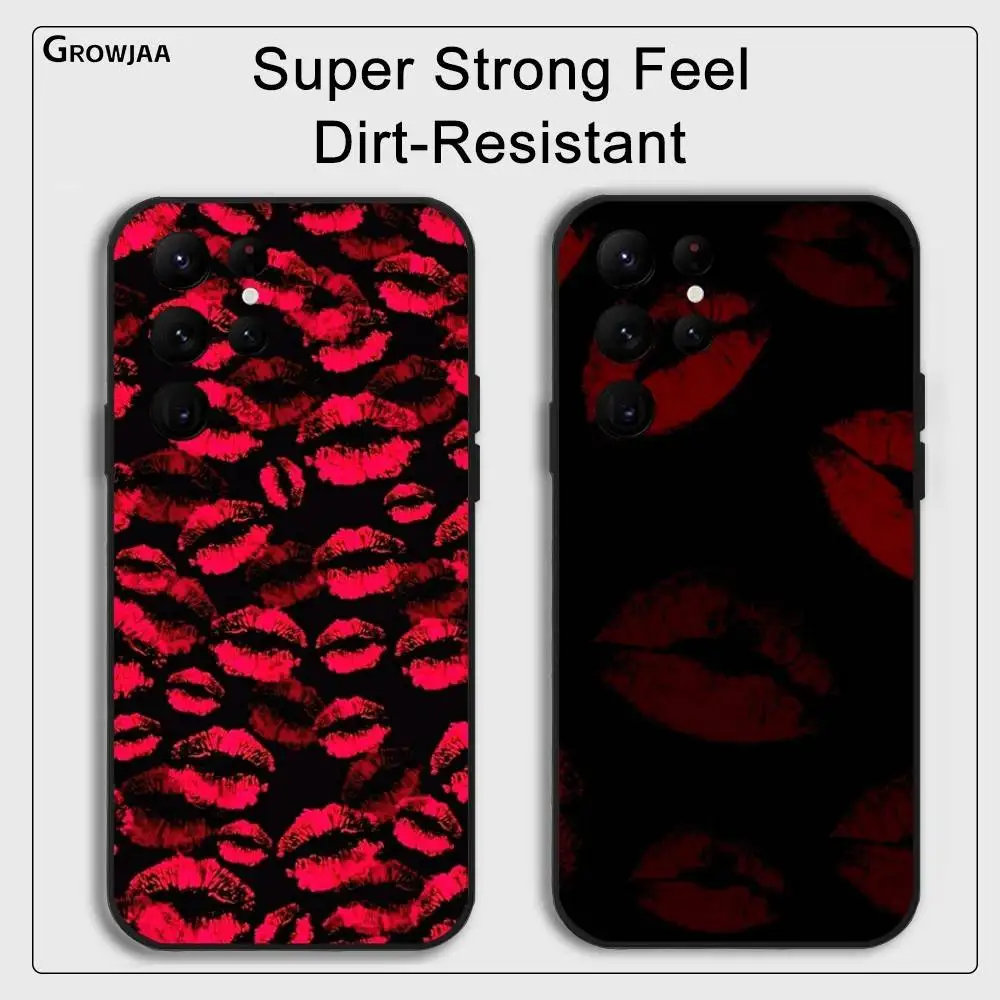 Funda de teléfono Faddish Sexy Red Lip para Samsung Galaxy S25 S24 S22 S23 Ultra S21 S20 Plus 5G