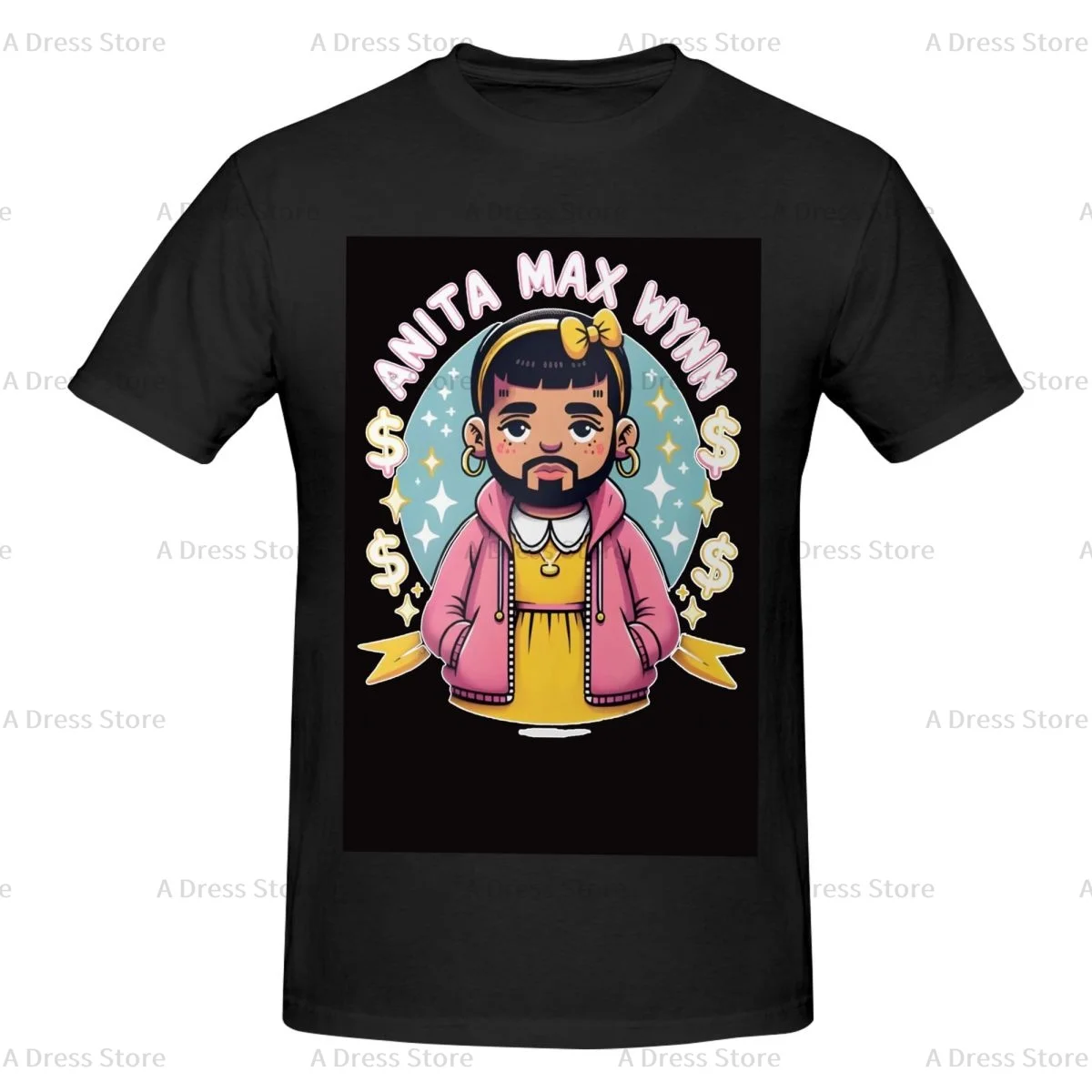 

Anita Max Wynn Cartoon Men's cotton round neck T-shirt,Oversized print Casual Large Size Tee Shirt