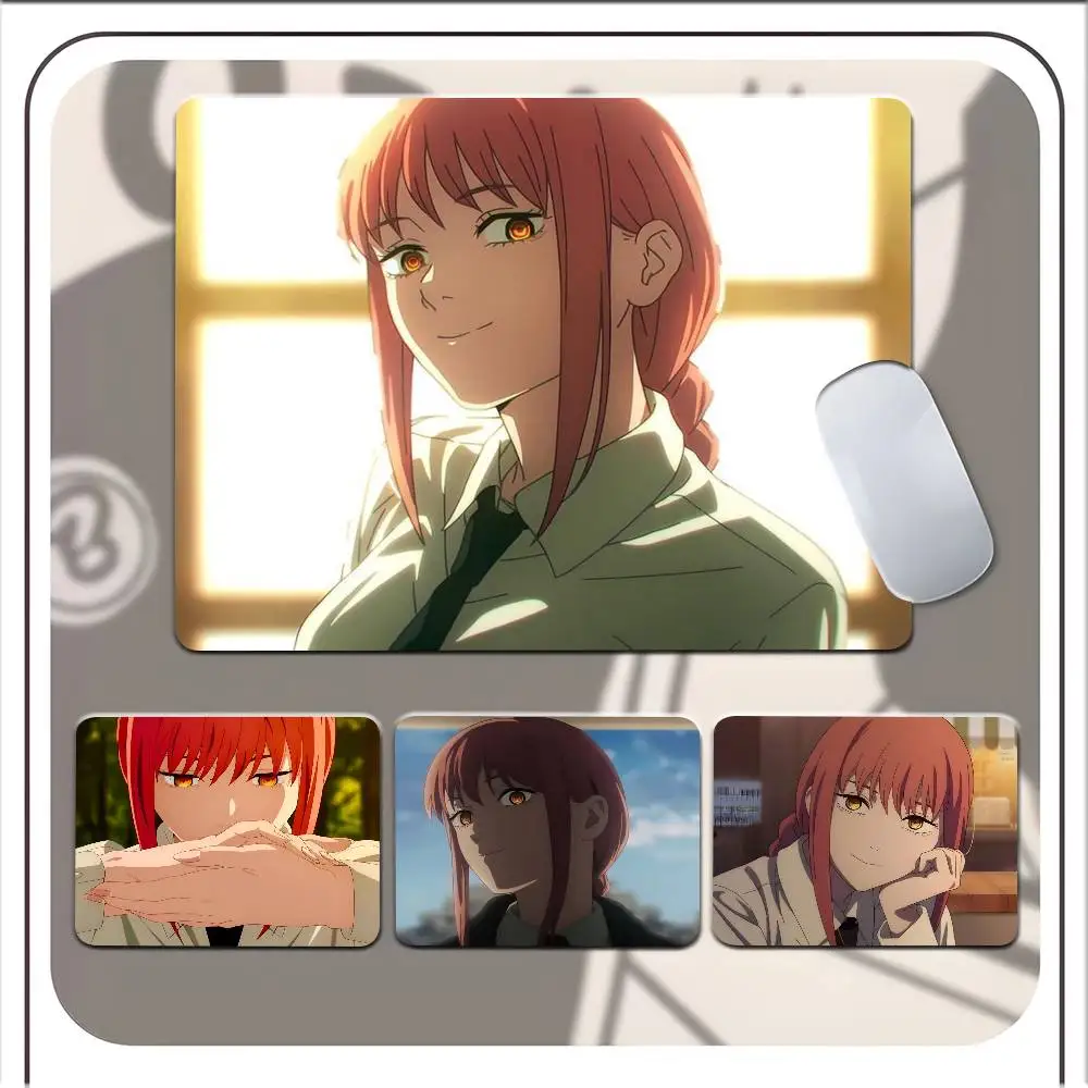 อะนิเมะ Chainsaw Man Makima แผ่นรองเมาส์ขนาดเล็กแผ่นรองคีย์บอร์ดแล็ปท็อปเบาะรองนั่งแผ่นรองโต๊ะกันลื่น