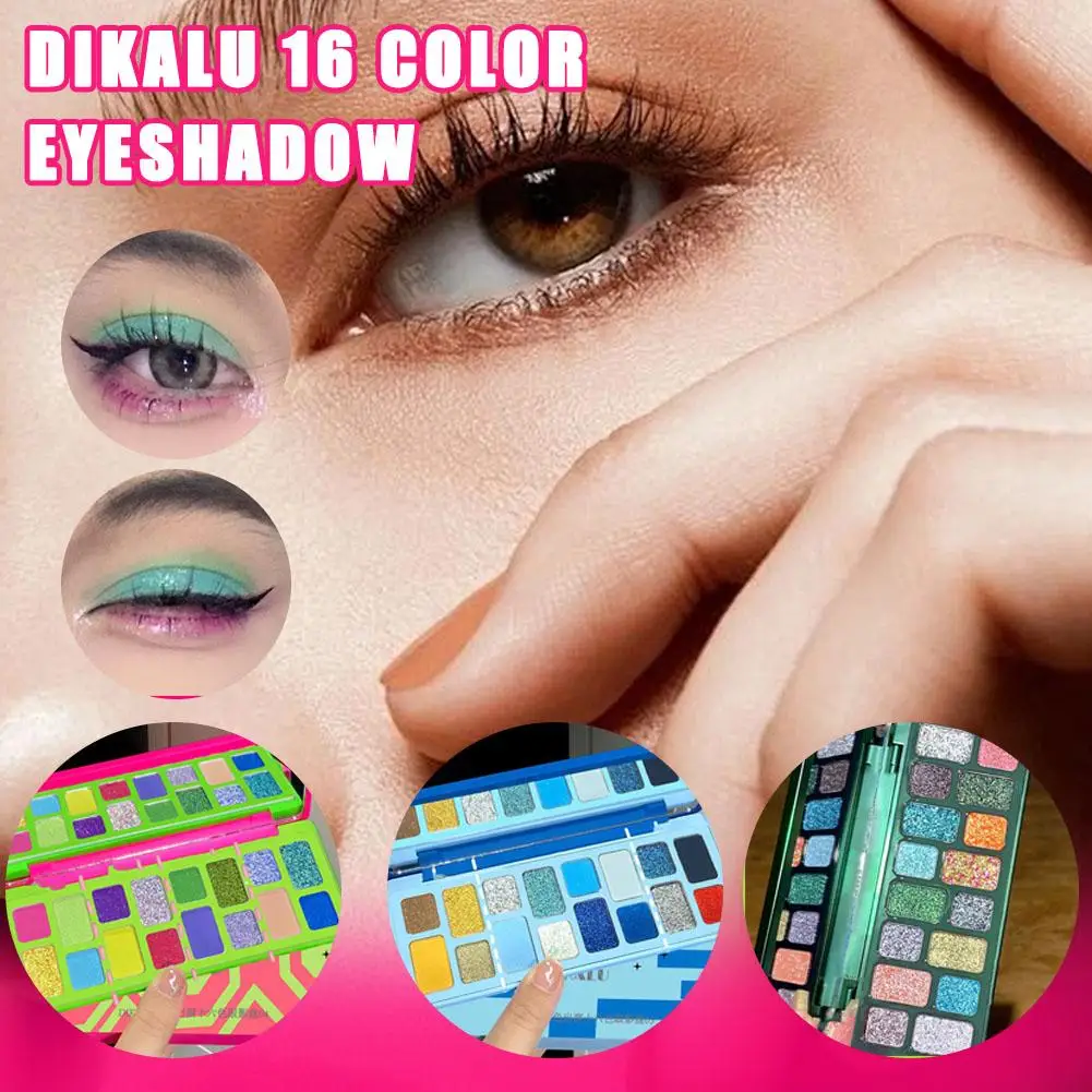 

16 Colors Shimmer Glitter EyeShadow Matte Pearlescent Flash EyeShadow Black Makeup Play Makeup Blue Smoky Palette Green Dia U5U1