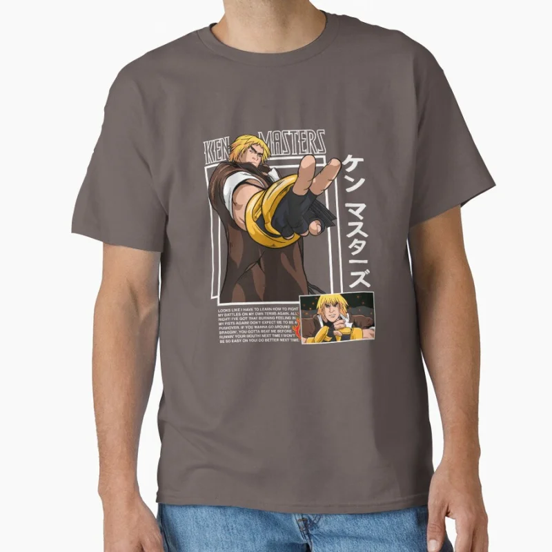 كين ماسترز 80s لعبة القتال الكلاسيكية الكرتون ممر ستريت فايتر هدية تي شيرت للرجل بلايز كبيرة الحجم 100% القطن المطبوعة