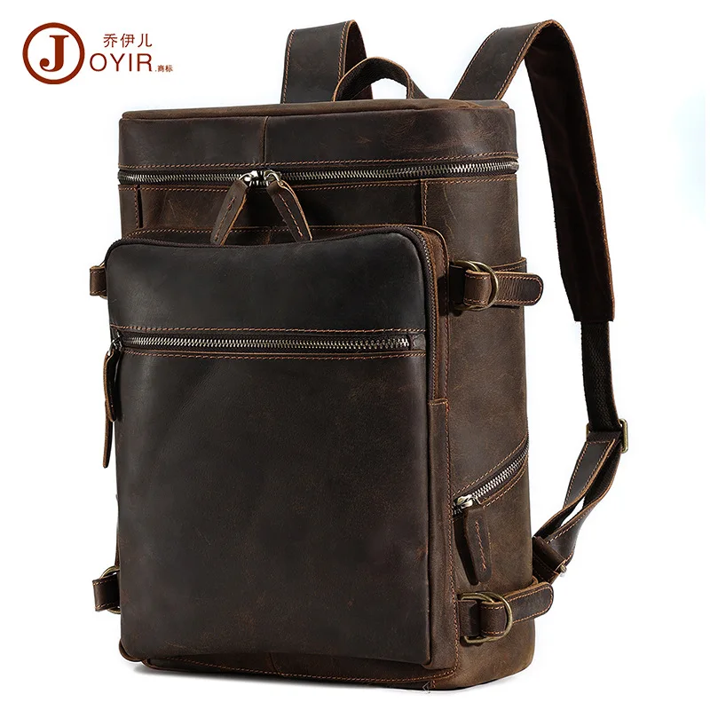 New Genuine Leather Computer Backpack Leather Bag Men's Bag Crazy Horse Leather Vintage Backpack Men's Schoolbag