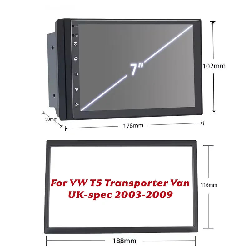 

7" Wireless Apple Carplay Multimedia Player Car Stereo Radio For VW T5 Transporter Van UK-spec 2003-2009 2DIN Android 15 8+128GB