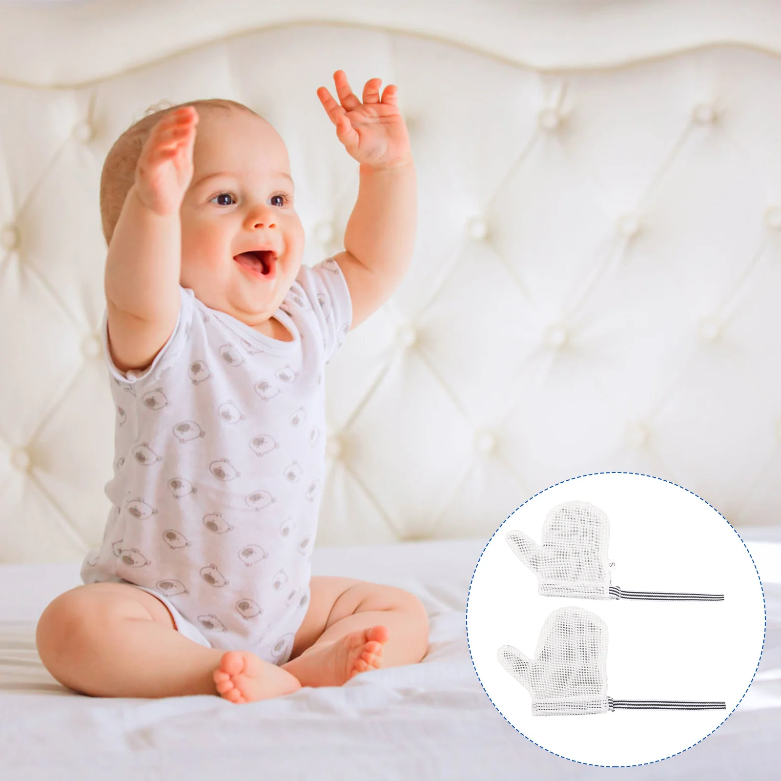 1 paire de gants Anti-suction pour nouveau-né, mitaines respirantes en maille, empêchent les rayures, frottements du visage, mitaine de dentition pour tout-petits