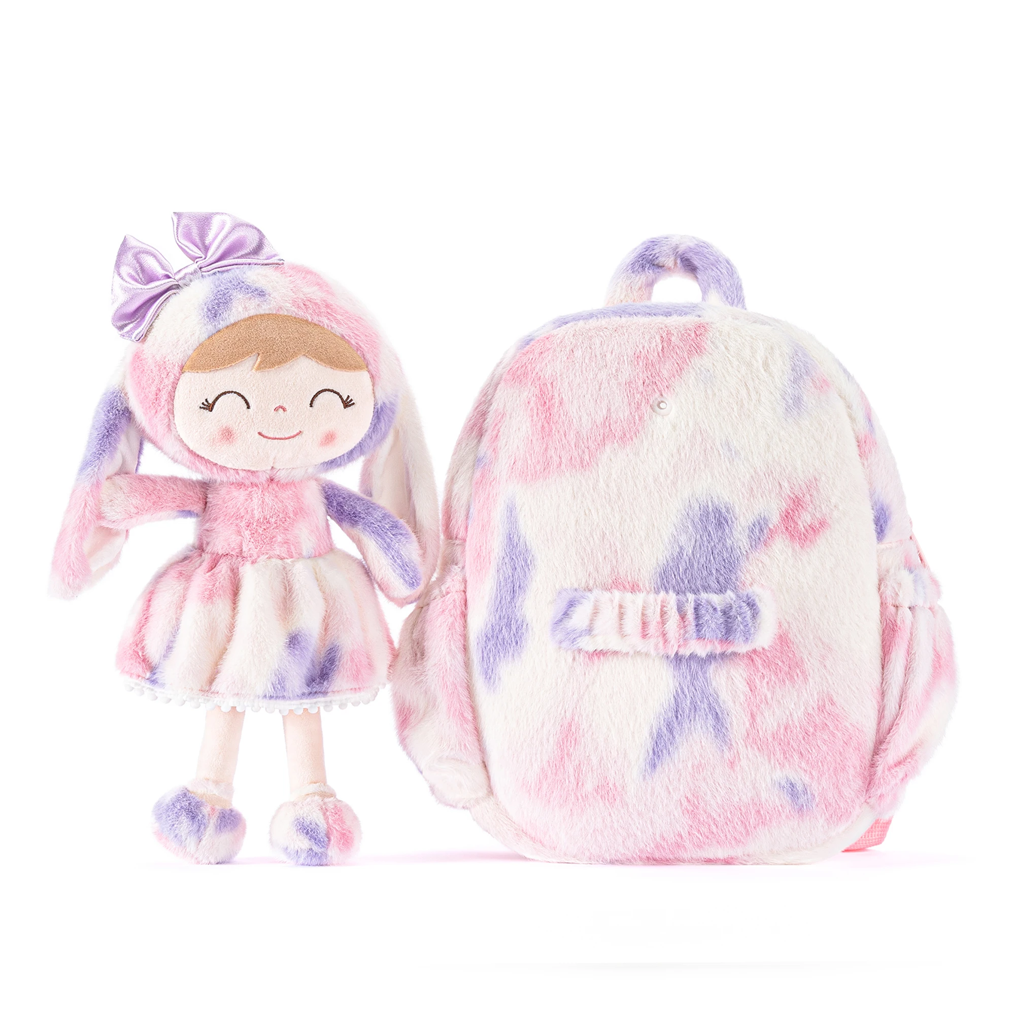 Gloveleya mochila para bebês, mochila de animais, coelho de pelúcia de neve, mochilas para crianças pequenas, ideias para presentes de natal, chá de bebê, tie-dye p