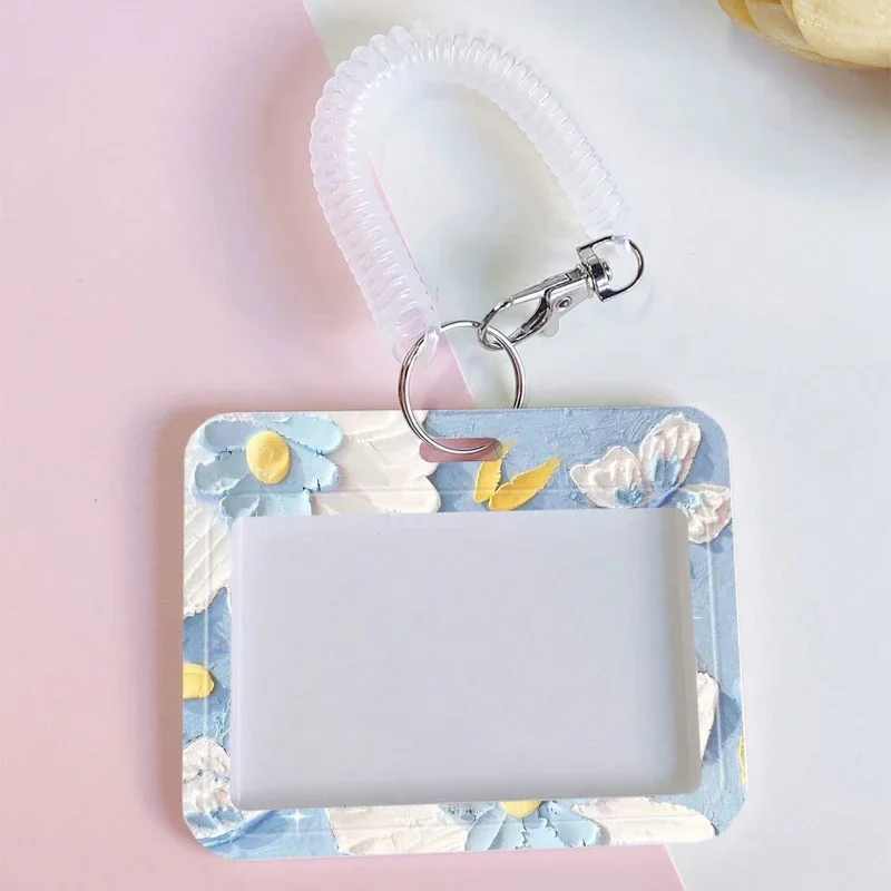 Creative Design Card Holder with Retractable Spring Cord Suitable for Bus Card Protection Cover Meal Card Cover Student ID Cover