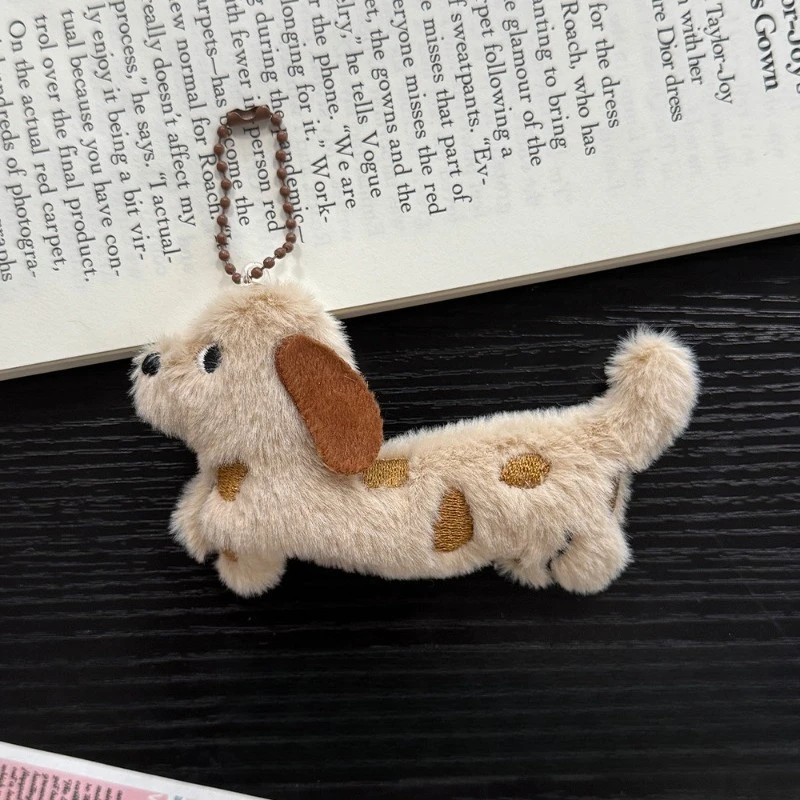 귀여운 플러시 강아지 참 장식, 인스 스타일의 재미있는 인스 리본, 소녀 감성의 하트 백팩 참 장식, 가방 및 열쇠용 강아지 키체인