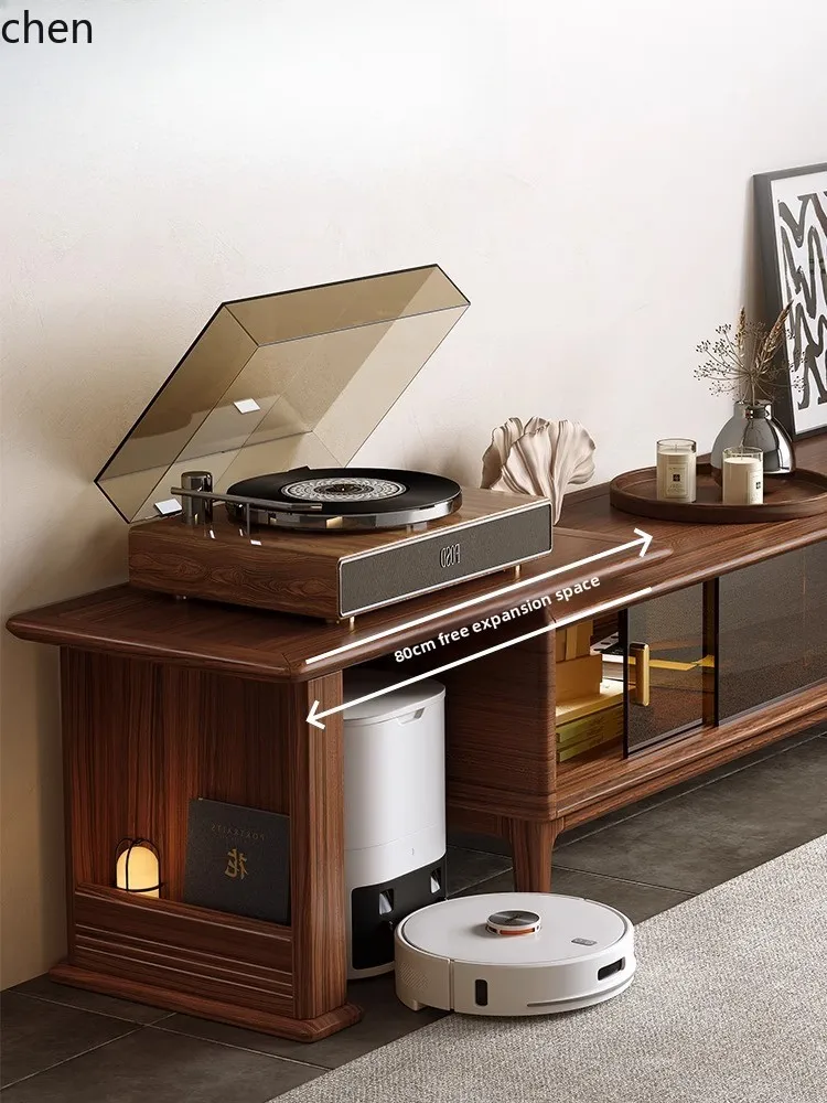 خزانة تلفزيون من الخشب الصلب HXL، خزانة أرضية بسيطة، طاولة قهوة، خزانة تخزين تلسكوبية لغرفة المعيشة #2