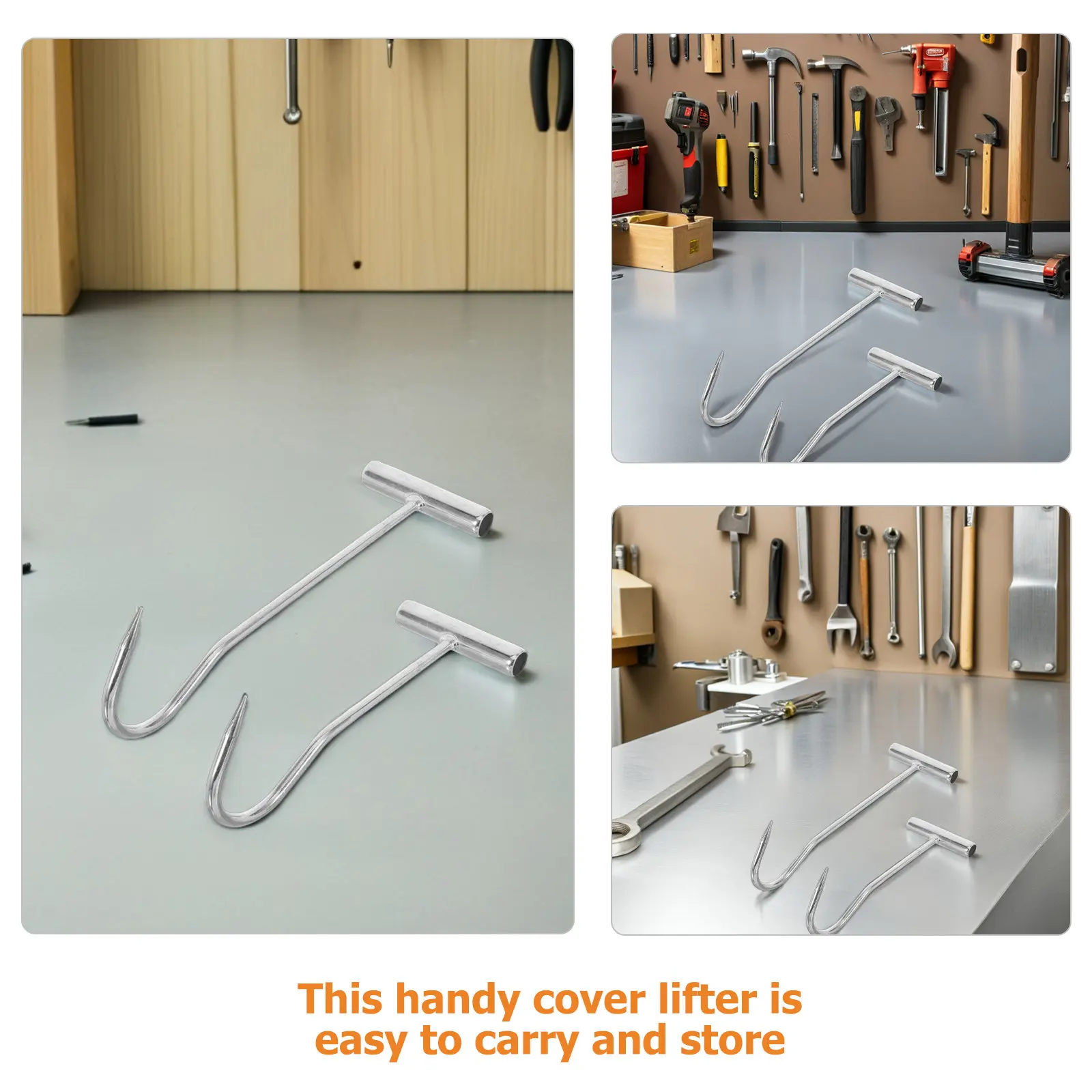 2Pcs Compact Heavy Duty Manhole Puller Practical Hook for Lifting Manhole Covers and Roller Shutter Doors Opening Lifting Hook