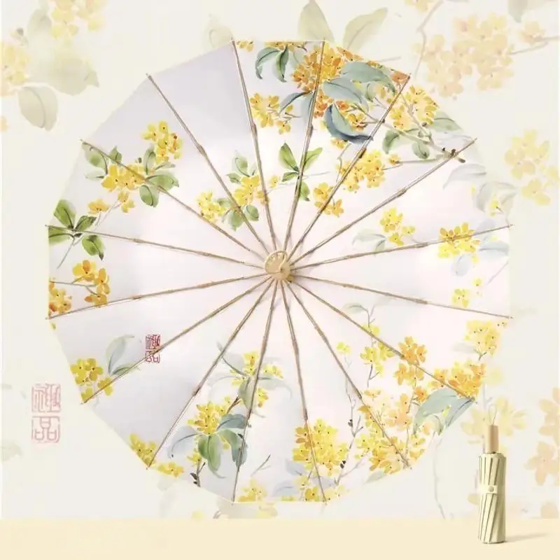 

Зонт от солнца и дождя с 16 ребрами, цветной, из каучука, в традиционном китайском стиле, ручной работы, с защитой от УФ-лучей, для солнечных и дождливых дней