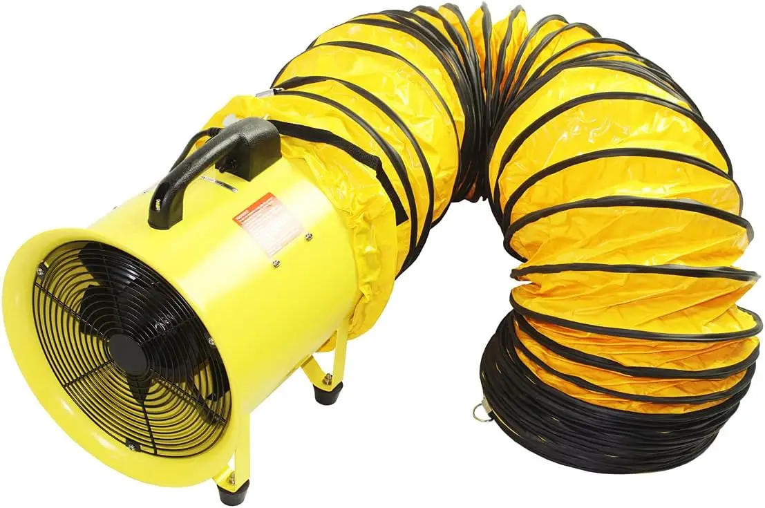 Heavy Duty Cylinder Fan with 20-foot Vinyl Hose, High Velocity Portable Blower/Exhaust Axial Hose Fan, 8-Inch,